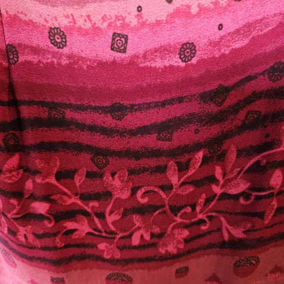 Petite Sophisticate Straight Wrap-around Burgundy and Pink Skirt - Size 10 - Picture 5 of 5